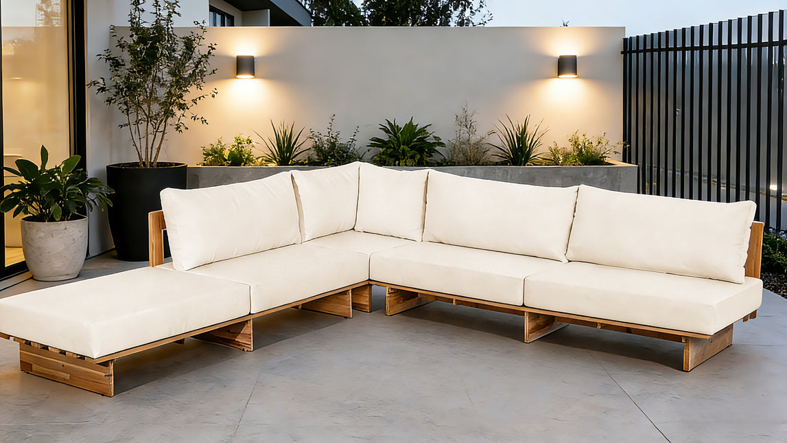Loungebank tuin Benito beige acaciahout 270cm