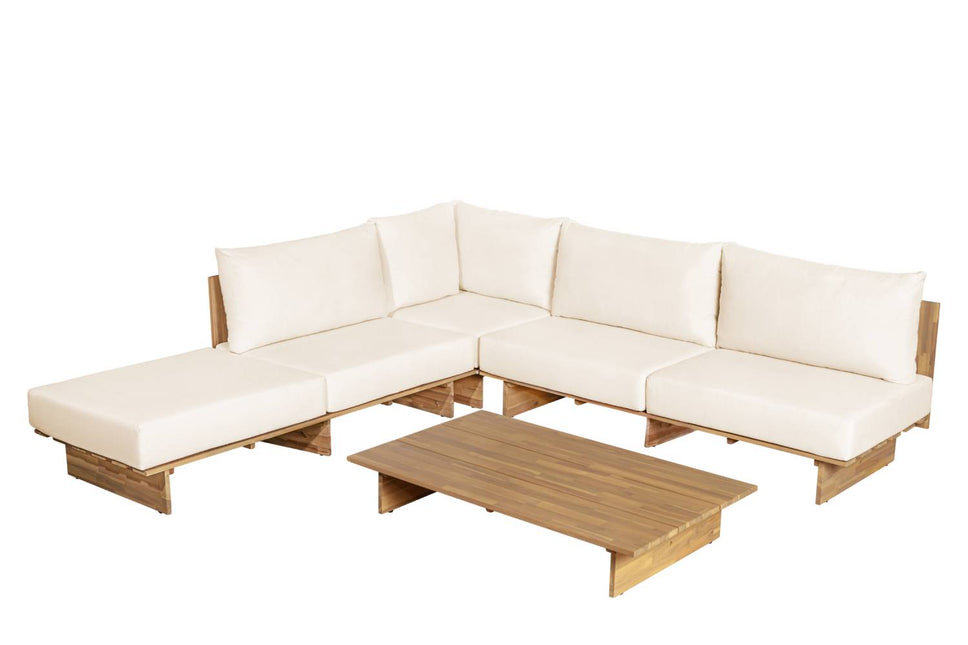 Loungebank tuin Benito beige acaciahout 240cm met tafel