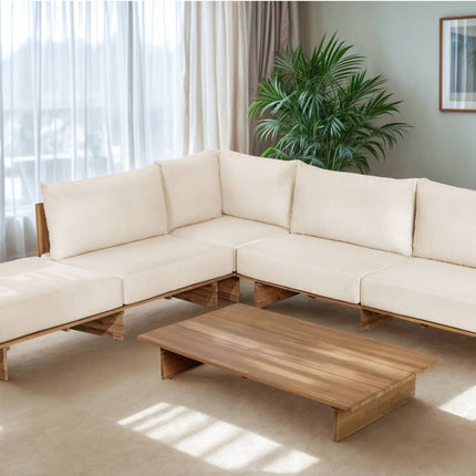 Loungebank tuin Benito beige acaciahout 240cm met tafel