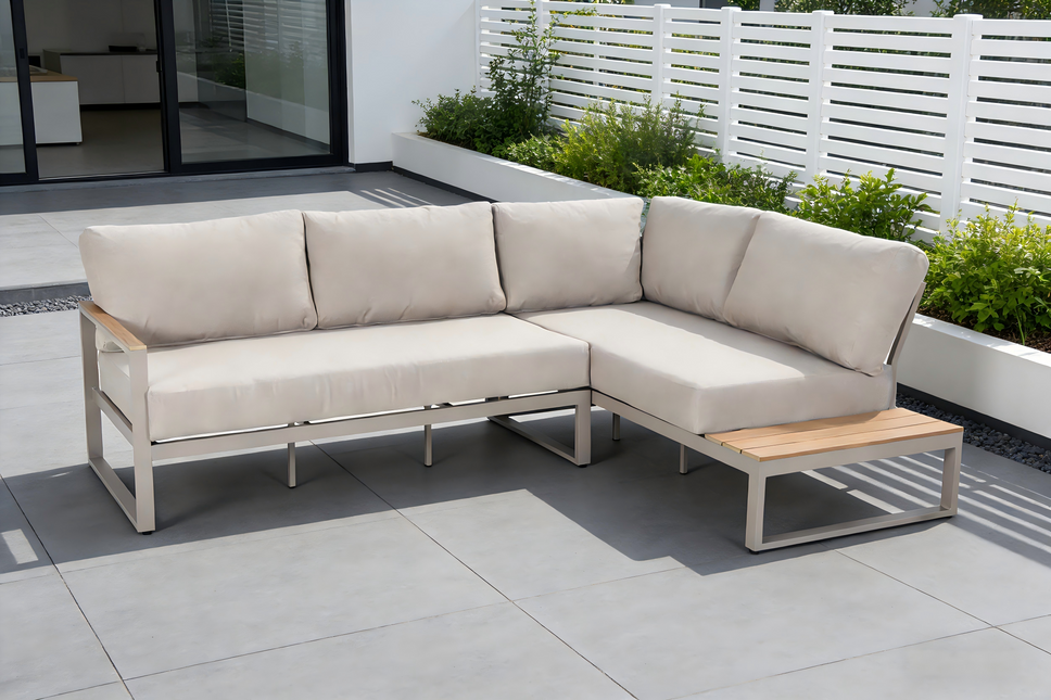 Loungebank tuin Brava beige aluminium 253cm