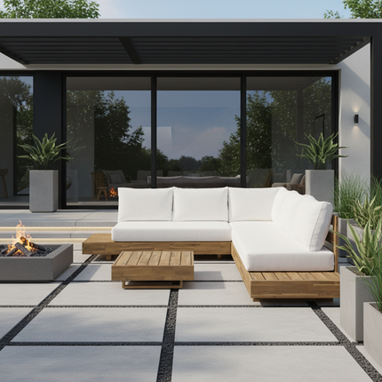 Loungebank tuin Charlie beige acaciahout 230cm