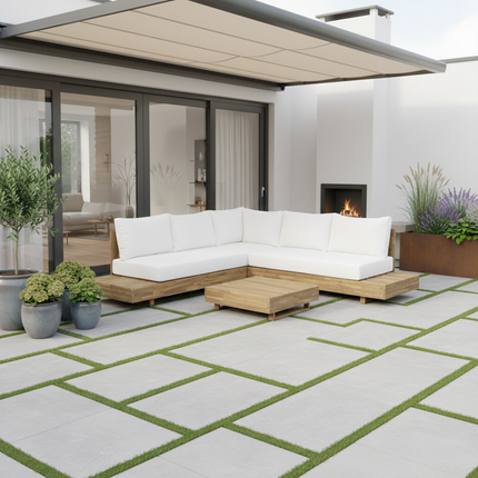 Loungebank tuin Charlie beige acaciahout 230cm