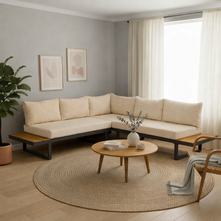 Loungebank tuin Darcio beige aluminium 240cm