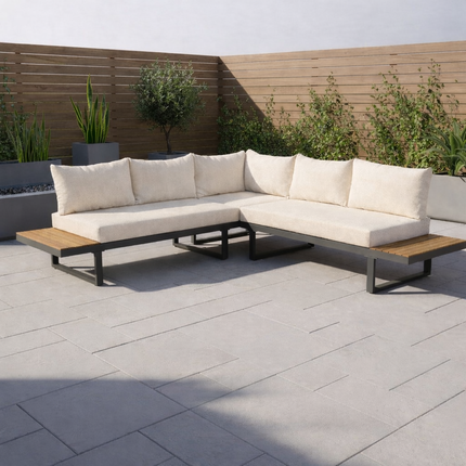 Loungebank tuin Darcio beige aluminium 240cm