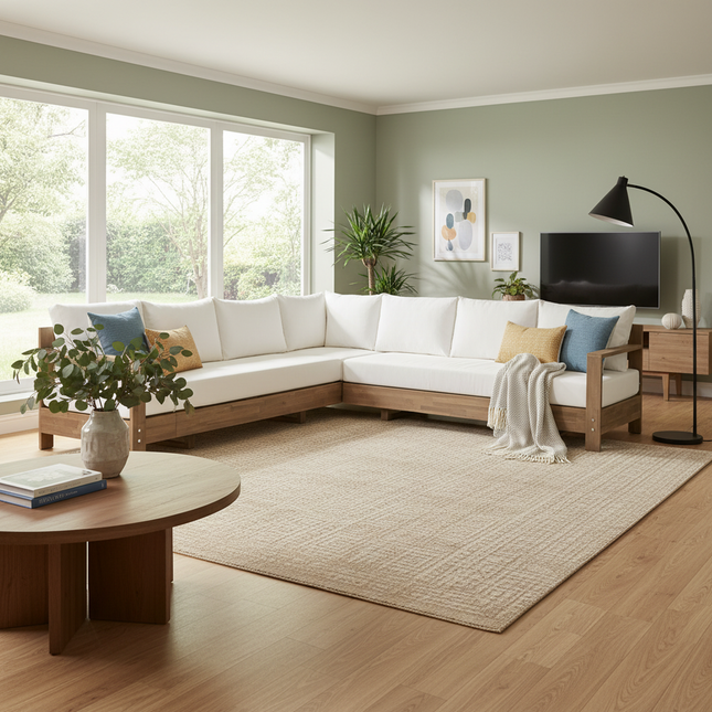 Loungebank tuin Lahon beige acaciahout 250cm