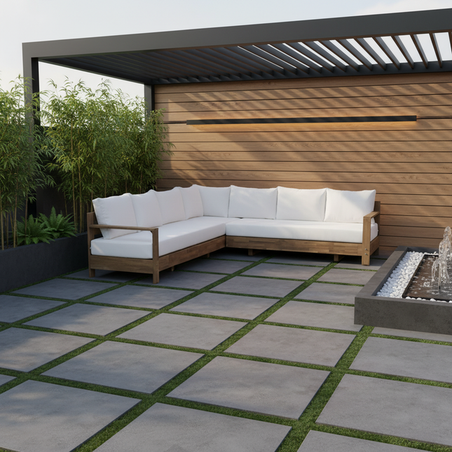 Loungebank tuin Lahon beige acaciahout 250cm