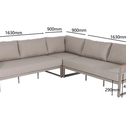 Loungebank tuin Nando beige aluminium 253cm