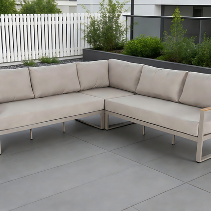 Loungebank tuin Nando beige aluminium 253cm