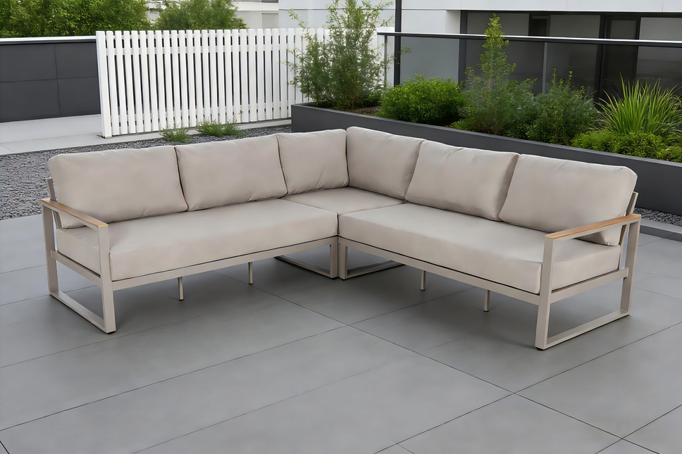 Loungebank tuin Nando beige aluminium 253cm