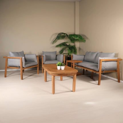 Tuinset 4 personen lichtgrijs acaciahout Olivia