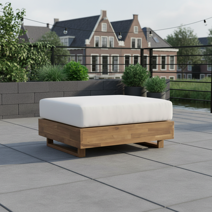 Loungetafel tuin met kussen beige acaciahout Dirk