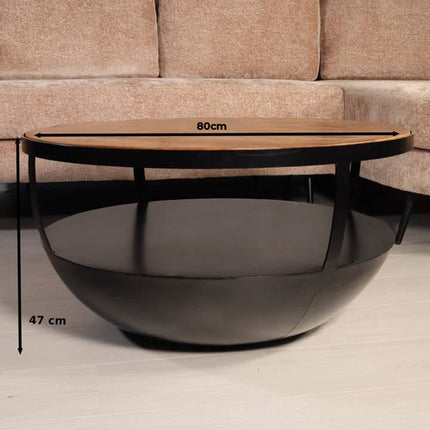 Salontafel rond bruin mangohout 80cm Luca