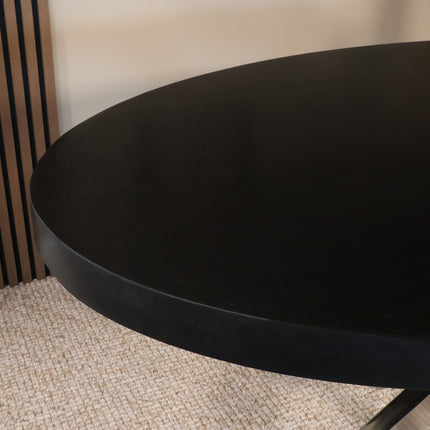 Eettafel Lucas ovaal 160cm zwart met zilver mangohout