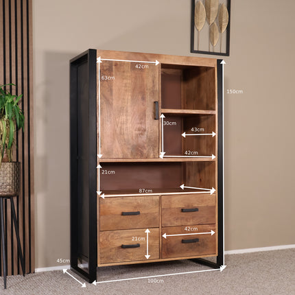Mangohout kast 150cm bruin Dexie