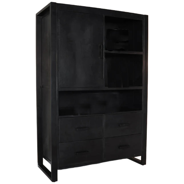 Mangohout kast 150cm zwart Dexie