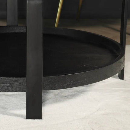 Tweedekans model: Salontafel rond zwart mangohout 80cm Marian