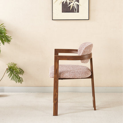 SET DEAL 4 stuks: Eetkamerstoel Japandi roze Maureen walnoot