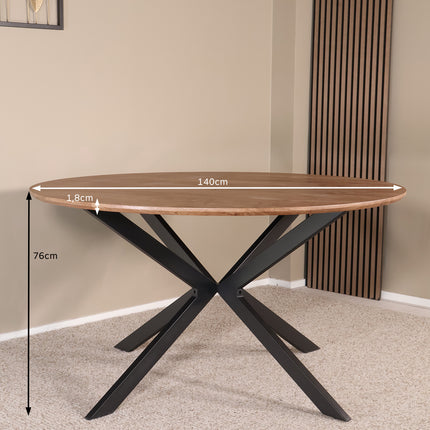 Eettafel Ronsi rond 140cm bruin MDF