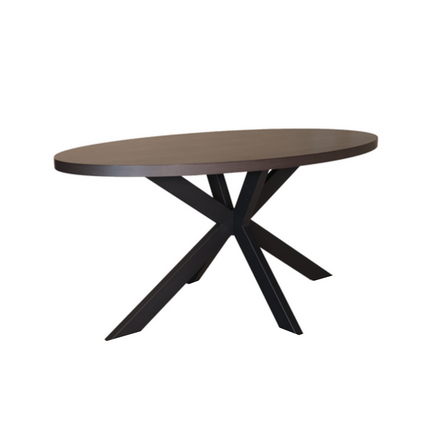 Eettafel Tommy ovaal 160cm donker walnoot melamine