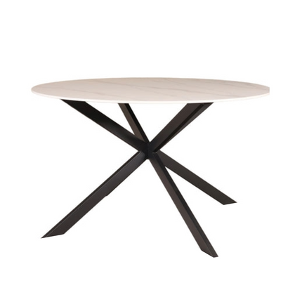 Eettafel marmerlook Jenna rond 130cm wit steen