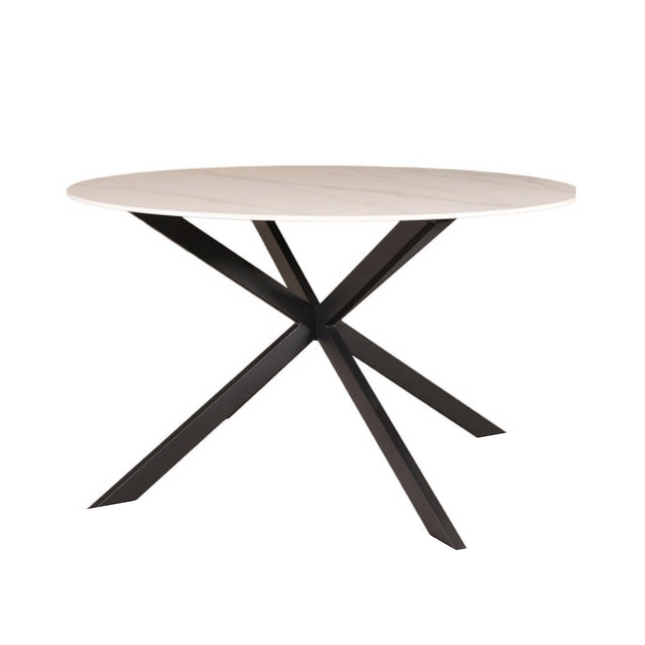 Eettafel marmerlook Jenna rond 130cm wit steen