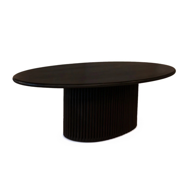 Salontafel Japandi ovaal zwart mangohout 120cm Moki