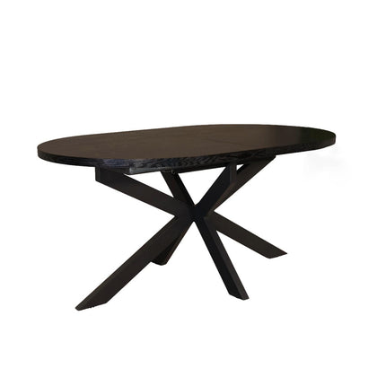 Uitschuifbare eettafel ovaal 180-240cm Liam zwart MDF