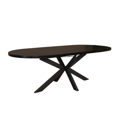 Uitschuifbare eettafel ovaal 180-240cm Liam zwart MDF