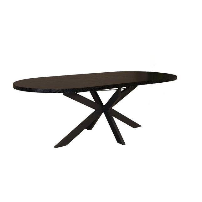 Uitschuifbare eettafel ovaal 180-240cm Liam zwart MDF