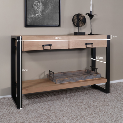 Bijzettafel 120cm mangohout Vera lichtbruin