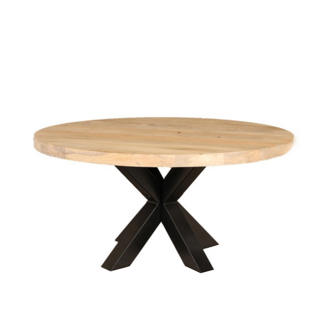Salontafel rond lichtbruin mangohout 90cm Jesse