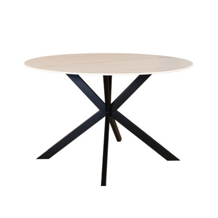 Eettafel marmerlook Jenna rond 120cm wit steen