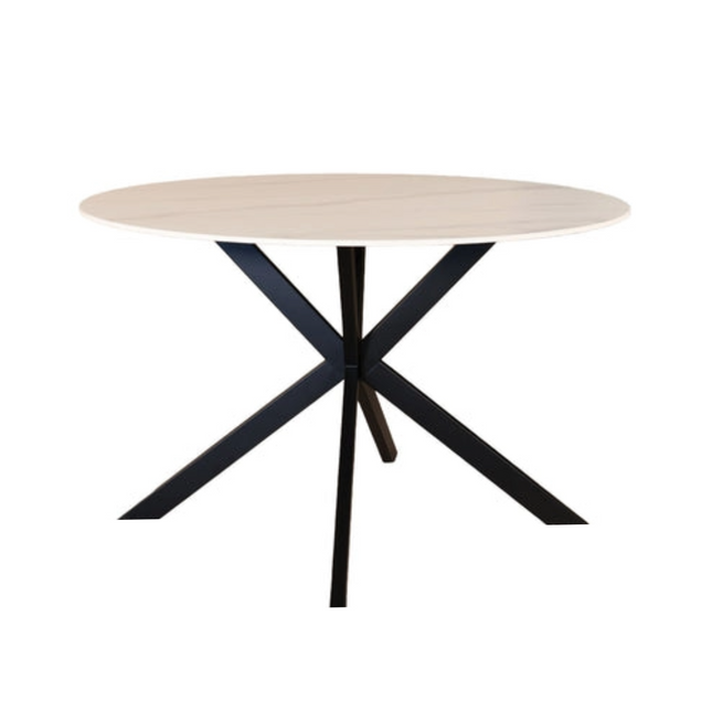 Eettafel marmerlook Jenna rond 120cm wit steen