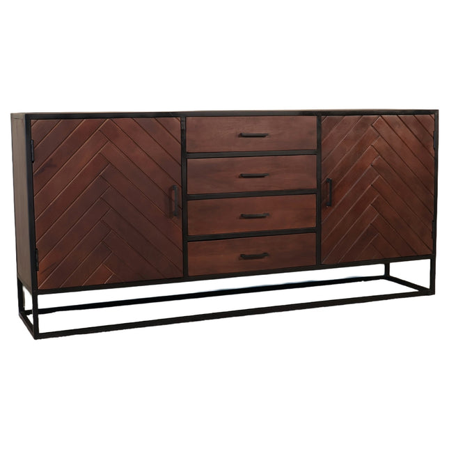 Dressoir visgraat mangohout 180cm walnoot Cody