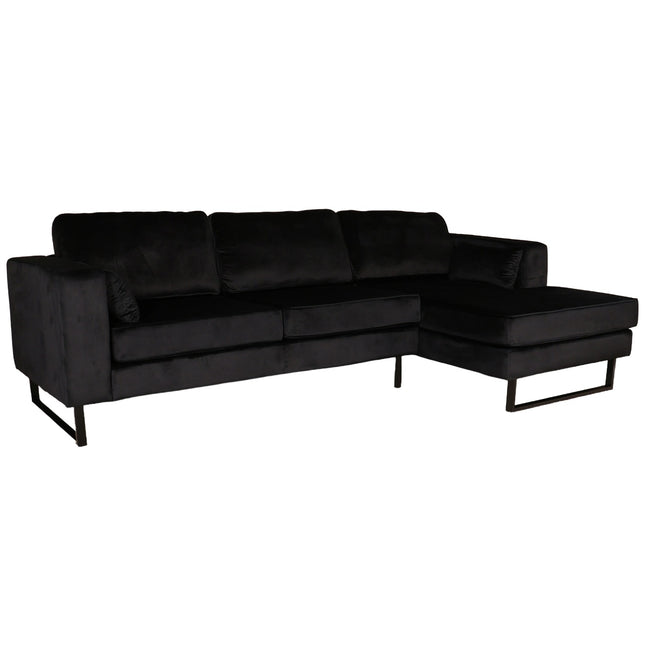 Hoekbank Tavero zwart velvet 280cm rechts