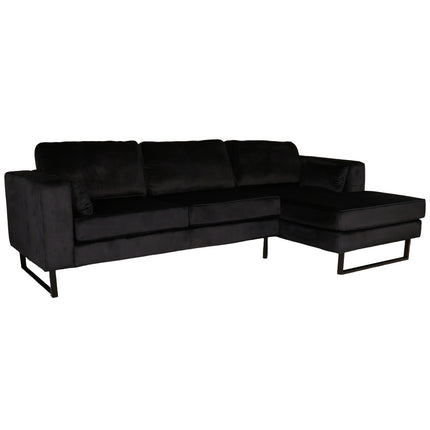 Hoekbank Tavero zwart velvet 280cm rechts