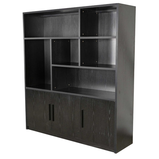 Vakkenkast zwart melamine 160cm Hanno