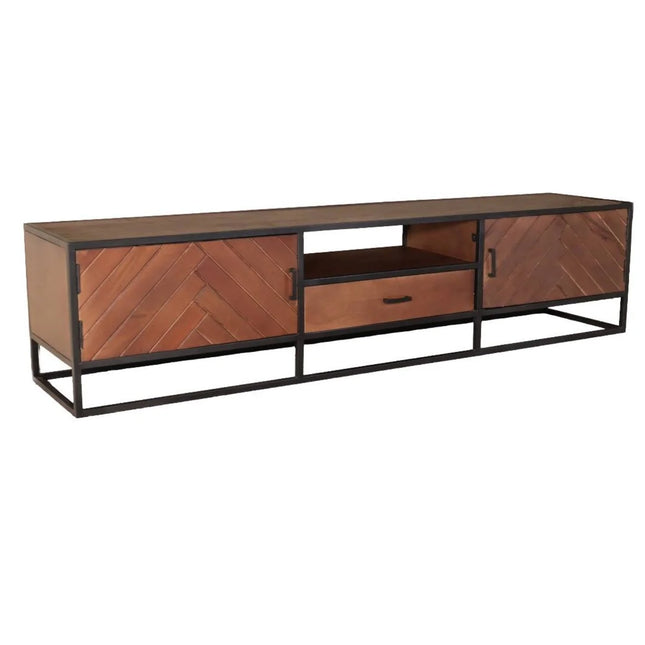 Tv meubel visgraat walnoot mangohout 210cm Danae