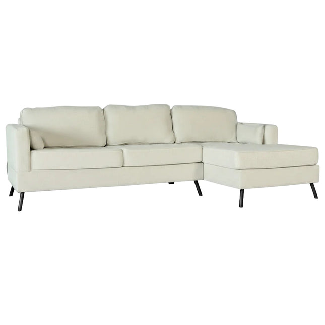 Hoekbank Darsiono beige velvet 280cm links en rechts