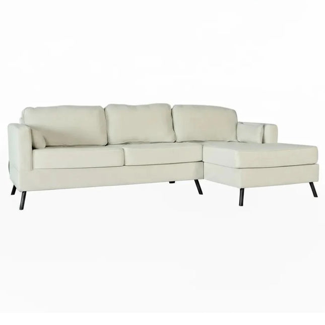 Hoekbank Lizza beige velvet 270cm links en rechts