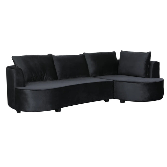 Hoekbank Lando rond zwart velvet 270cm rechts