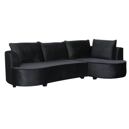 Hoekbank Lando rond zwart velvet 270cm rechts