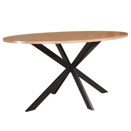 Eettafel visgraat Obie ovaal 160cm bruin MDF