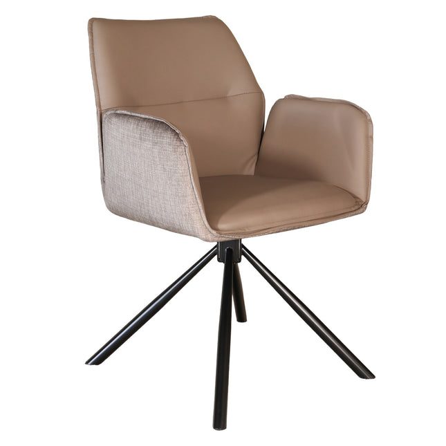 Eetkamerstoel draaibaar bruin chenille Emily