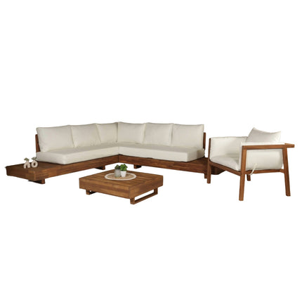 Loungebank tuin set Donna wit acaciahout 248cm met tafel en stoel
