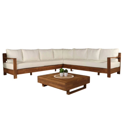 Loungebank tuin set Lahon wit acaciahout 250cm met tafel
