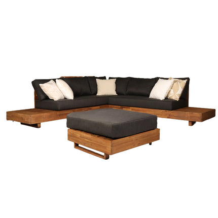 Loungebank tuin set Donna antraciet acaciahout 248cm met tafel met kussen
