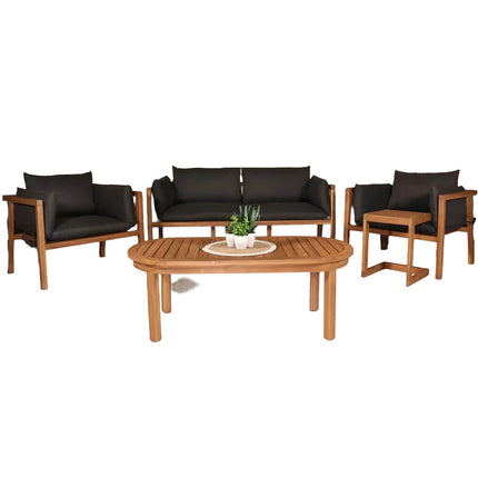 Tuinset 4 personen antraciet acaciahout Olivia