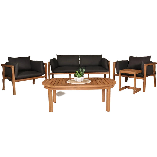 Tuinset 4 personen antraciet acaciahout Olivia