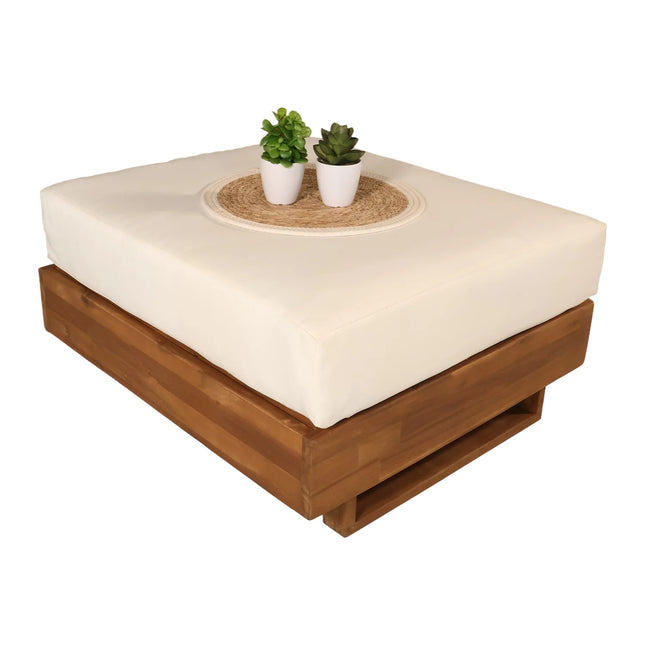 Loungetafel tuin met kussen wit acaciahout Dirk